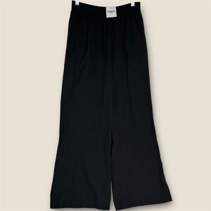 Princess Polly Black Elastic Waist Lined Wide-Leg Pants w/ Drawstring - Size 4